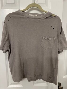 We The Free Faded Gray Distressed Pocket Tee